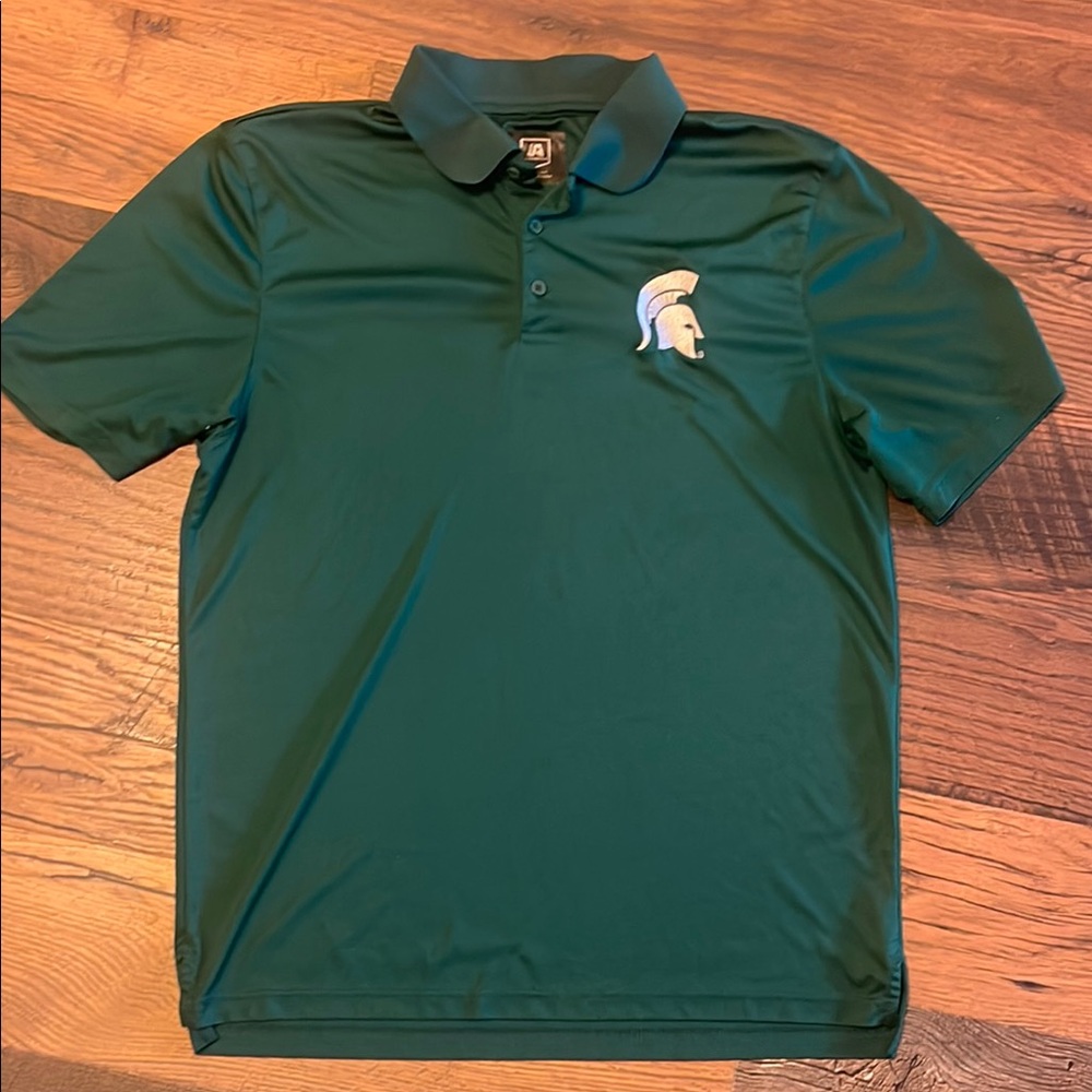 Green Polo Shirt with Spartan Logo